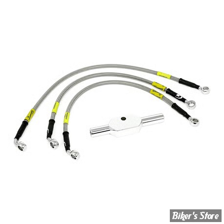 - DURITE DE FREIN AVANT - V-ROD VRSCF 09/13 - LONGUEUR : +000 - 2 DISQUES - OEM 42020-09 - GOODRIDGE - INOX - HD0103-3FC-CL