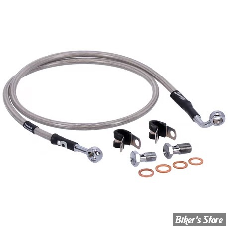 - DURITE DE FREIN AVANT - FLSTF 90/13 / FLST/C 87/08 - LONGUEUR : +000 - OEM 42305-86 / 42305-86A / 42305-86B - GOODRIDGE - INOX - HD0001-1F