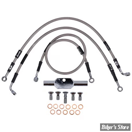 - DURITE DE FREIN AVANT - TOURING FLHR 94/07 / FLTR 97/07 - LONGUEUR : +000 " (65CM / 25" 1/2 PARTIE HAUTE ) - OEM 43350-94 / A / 45212-97 / B - GOODRIDGE - INOX - HD0049-3FC-CL