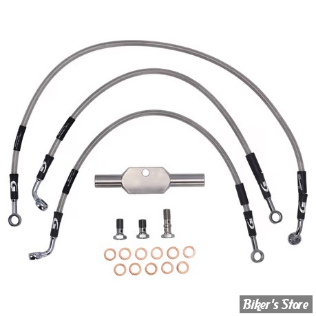 - DURITE DE FREIN AVANT - TOURING FLHT / FLHR / FLHX / FLTR 08/13 - LONGUEUR : +000 " (58CM / 23" PARTIE HAUTE) - OEM 43350-08 - GOODRIDGE - INOX - HD0091-3FC-CL