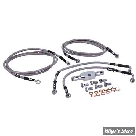 - DURITE DE FREIN AVANT - TOURING FLHT / FLHR / FLHX / FLTR 08/13 - LONGUEUR : +000 "- OEM 43350-08 - GOODRIDGE - INOX - HD0102-4FC-CL