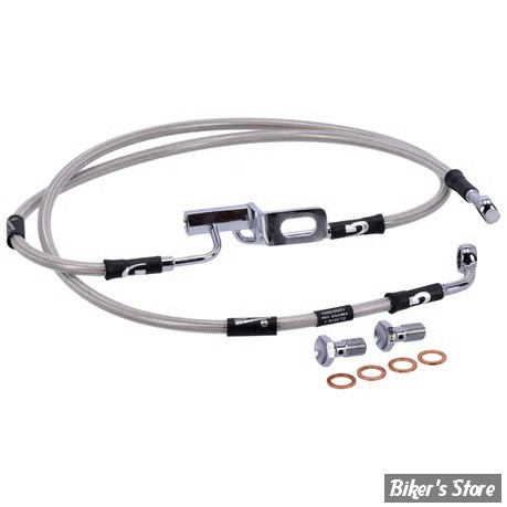 -  DURITE DE FREIN ARRIÈRE - SOFTAIL FLST 2007 / FXSTD 2007 - LONGUEUR : +000 - OEM 42283-07 - GOODRIDGE - INOX -  HD0086-2RC-CL