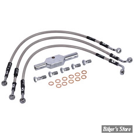 - DURITE DE FREIN AVANT - DYNA FXDF 08/13 - LONGUEUR : +000 - 2 DISQUES - OEM 42163-08A / 42163-08 - GOODRIDGE - INOX - HD0097-3FC-CL