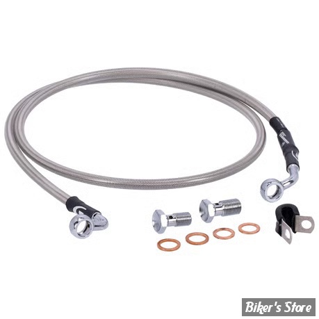 -  DURITE DE FREIN AVANT - DYNA FXDWG 06/08 - LONGUEUR : +000 " - OEM 45112-06 / 45112-08 - GOODRIDGE - INOX - HD0077-1FC-CL