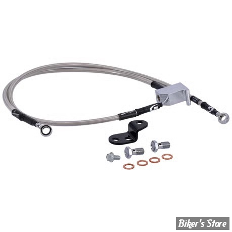-  DURITE DE FREIN ARRIÈRE - SOFTAIL FXST 2006 - LONGUEUR : +000 - OEM 46649-06A / 46649-06 - GOODRIDGE - INOX - HD0086-2RC-CL