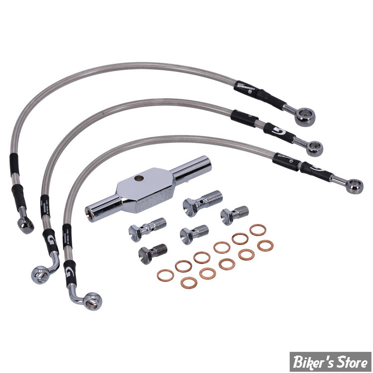 - DURITE DE FREIN AVANT - SPORTSTER 883R 04/13 / 1200R 04/09 - LONGUEUR : +000 - 2 DISQUES - OEM 45319-04 / 45319-04A - GOODRIDGE - INOX - HD0066-3FC-CL