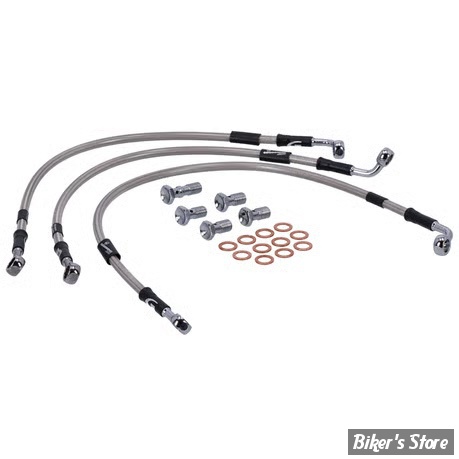 - DURITE DE FREIN AVANT - V-ROD VRSCA 06/07 / VRSCAW 08/09 - LONGUEUR : +000 - 2 DISQUES - OEM 44735-06A / 44735-06 - GOODRIDGE - INOX - HD0058-3FC-CL