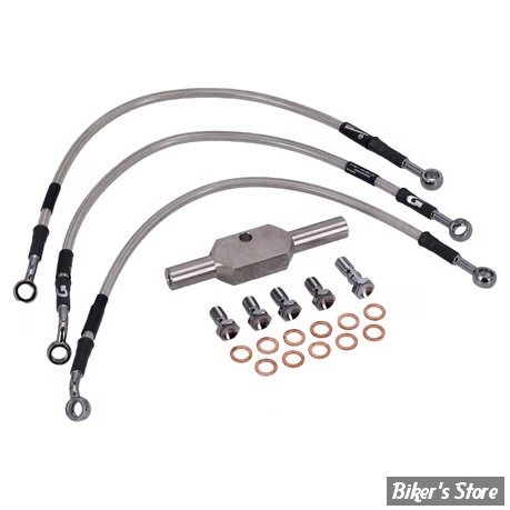 - DURITE DE FREIN AVANT - V-ROD VRSCD/X 04/05 - LONGUEUR : +000 - 2 DISQUES - OEM 44463-04 - GOODRIDGE - INOX - HD0056-3FC-CL
