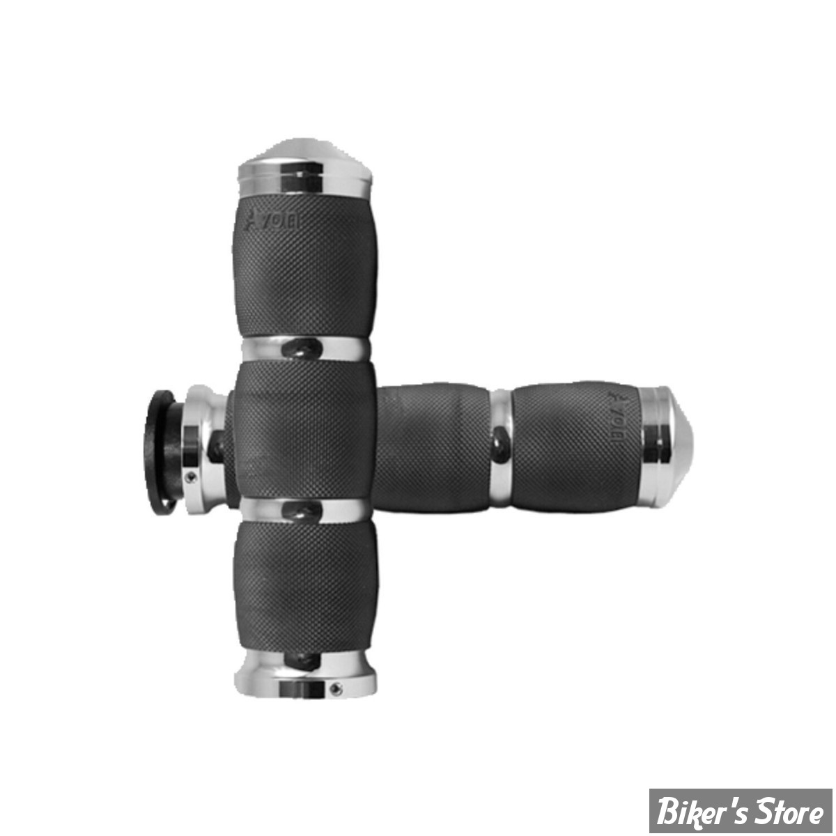 POIGNEES - AVON - AIR CUSHIONED GRIPS - INDIAN 18UP - 1" - NOIR / CHROME - IN-TO-AIR-90-CH