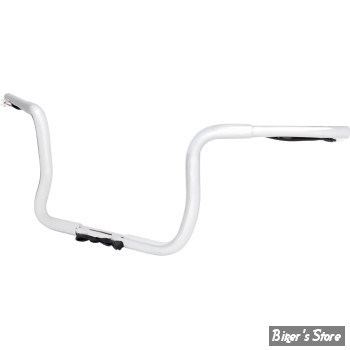 GUIDON 32MM SUR RISERS 25.40MM / GUIDON APEHANGER - HAUTEUR : 25.40CM / 10" - LA CHOPPERS - BAGGER PRIME APE Handlebar - TOURING FLHT/FLHX 96/23 - CHROME - LA-7321-10W