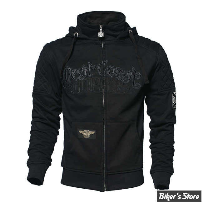 SWEAT SHIRT ZIPPÉ A CAPUCHE - WEST COAST CHOPPERS - WCC - CHOPPER POR VIDA - COULEUR : NOIR - TAILLE : M