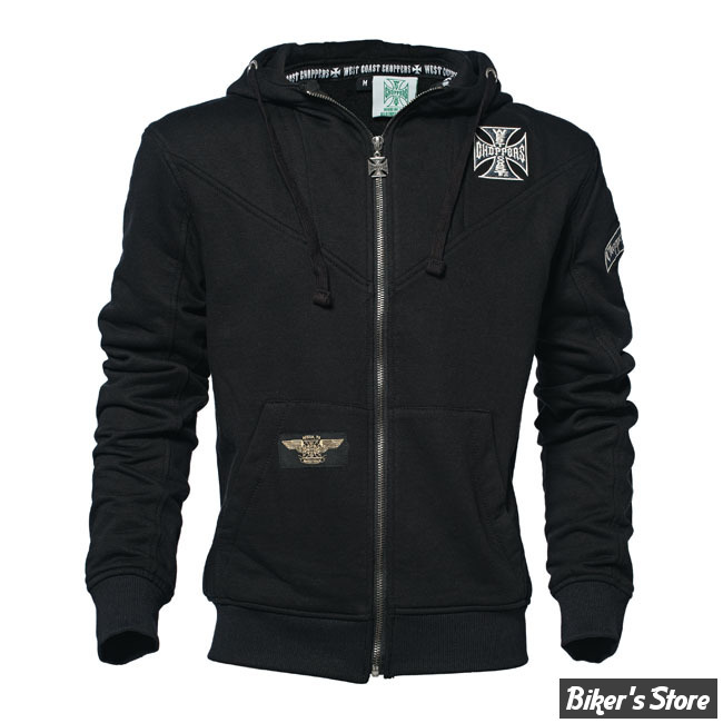 SWEAT SHIRT ZIPPÉ A CAPUCHE - WEST COAST CHOPPERS - WCC - CROSS PANEL ZIP UP - COULEUR : NOIR - TAILLE : M