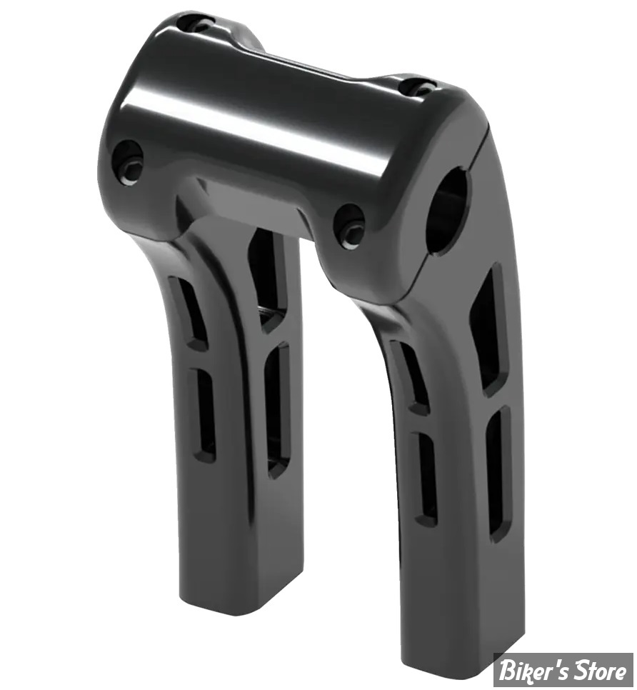 POUR GUIDON DE Ø 32.00 MM / 1"1/4 - MAGNUM STERLING CHROMITE - SOFTAIL M8 18UP - Ghost Risers - HAUTEUR : 20.30 CM / 8" - STANDARD CLAMP - ANODISE NOIR - 4R-0408