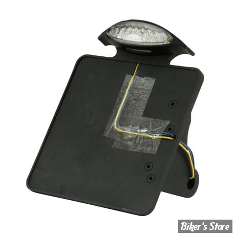 PLAQUE LATERALE - 200 X 200 - SOFTAIL 2008/2017 - CPV - AVEC FEU MINI LED - NOIR - 0305B