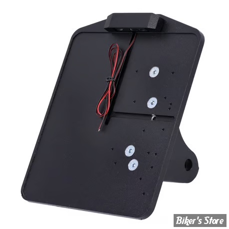 PLAQUE LATERALE - 180 X 200 - DYNA 1991/2017 - CPV - Dyna shock mount license plate bracket kit - AVEC FEU LARGELIGHT LED - GERMANY - NOIR - 0539B
