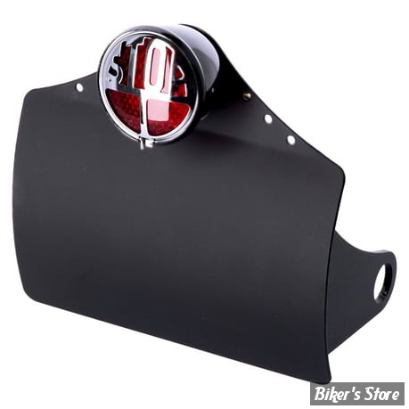 PLAQUE LATERALE - 143 X 210 - SPORTSTER 57UP - CPV - CURVED AVEC FEU FORD LED - NOIR AVEC PINSTRIPING - 0490B