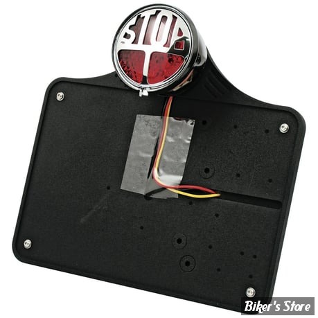 PLAQUE LATERALE - 143 X 210 - SPORTSTER 57UP - CPV - AVEC FEU STOP LED - NOIR 