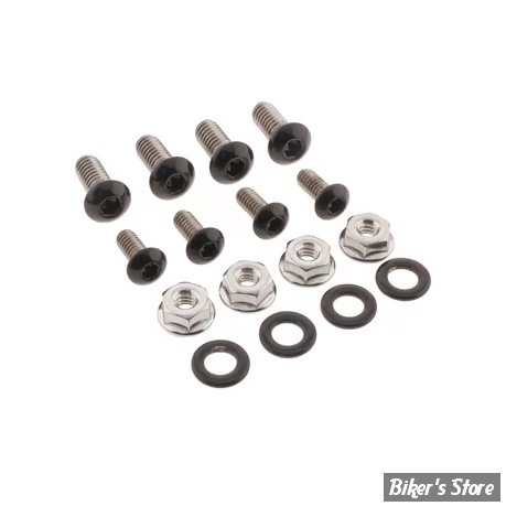 ECLATE O - PIECE N° 04B - KIT VISSERIE DE GARDE BOUE AVANT - OEM 7878 / 10200053 / 3018A - SOFTAIL FXFB/S - SCREWS4BIKES - NOIR BRILLANT - FF.HD.6.sw