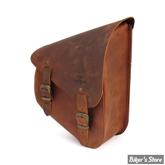 SACOCHE SOLO - LONGRIDE MOTORCYCLESBAGS - SPORTSTER 82UP - MATIERE : CUIR - MARRON