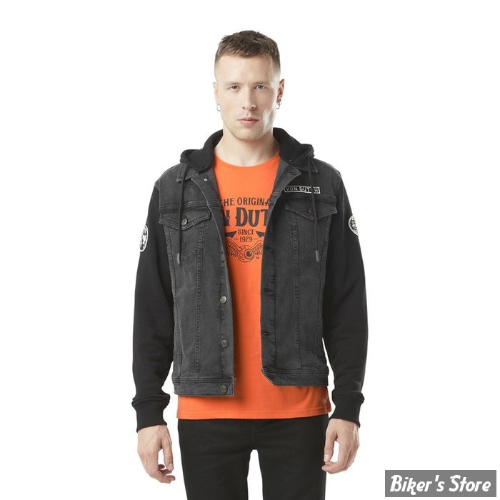 - VESTE - VON DUTCH -  Denim jacket BI-MATIERE - BLACK - TAILLE S