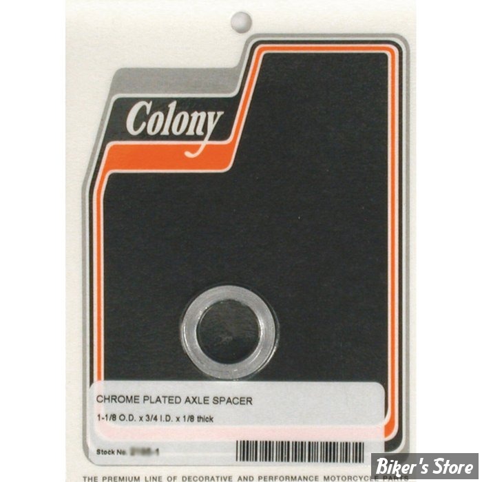 ENTRETOISE D'AXE DE ROUE - DIAMETRE INTERNE : 19.10mm / 3/4" - EPAISSEUR  : 3.18 MM / 1/8" - COLONY - CHROME - 2195-1