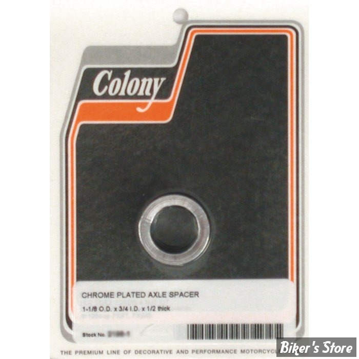 ENTRETOISE D'AXE DE ROUE - DIAMETRE INTERNE : 19.10mm / 3/4" - EPAISSEUR  :12.70 MM / 1/2" - COLONY - CHROME -  2198-1