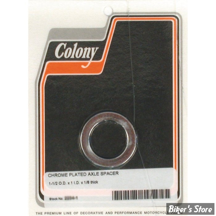 ENTRETOISE D'AXE DE ROUE - DIAMETRE INTERNE : 1" - LONGUEUR :  3.18 MM / 1/8" - COLONY - CHROME - 2234-1