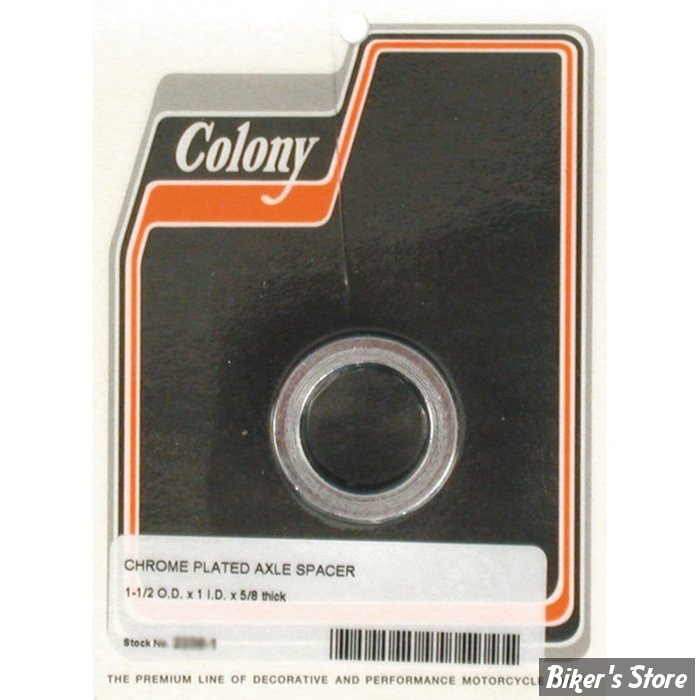 ENTRETOISE D'AXE DE ROUE - DIAMETRE INTERNE : 1" - LONGUEUR :15.88 MM / 5/8" - COLONY - CHROME -  2237-1