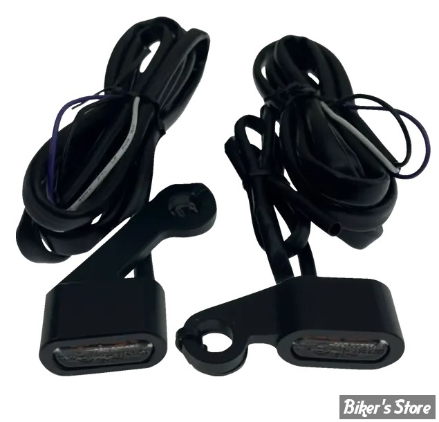 2 - CLIGNOS DRAG SPECIALTIES - LED Handlebar Marker Lights - SPORTSTER 04/13 - CORPS : NOIR / CABOCHON : FUME - L22-0236DMBME