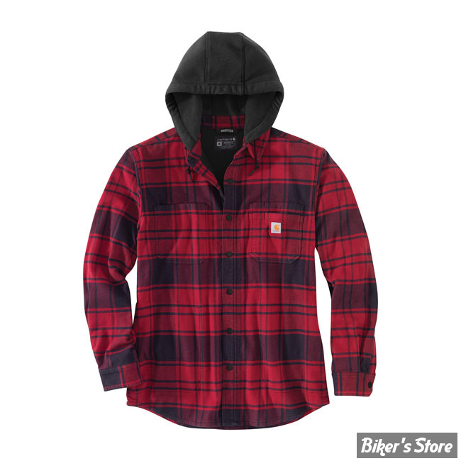 - CHEMISE MANCHES LONGUES A CAPUCHE - CARHARTT - Flannel hooded shirt - OXBLOOD - TAILLE L