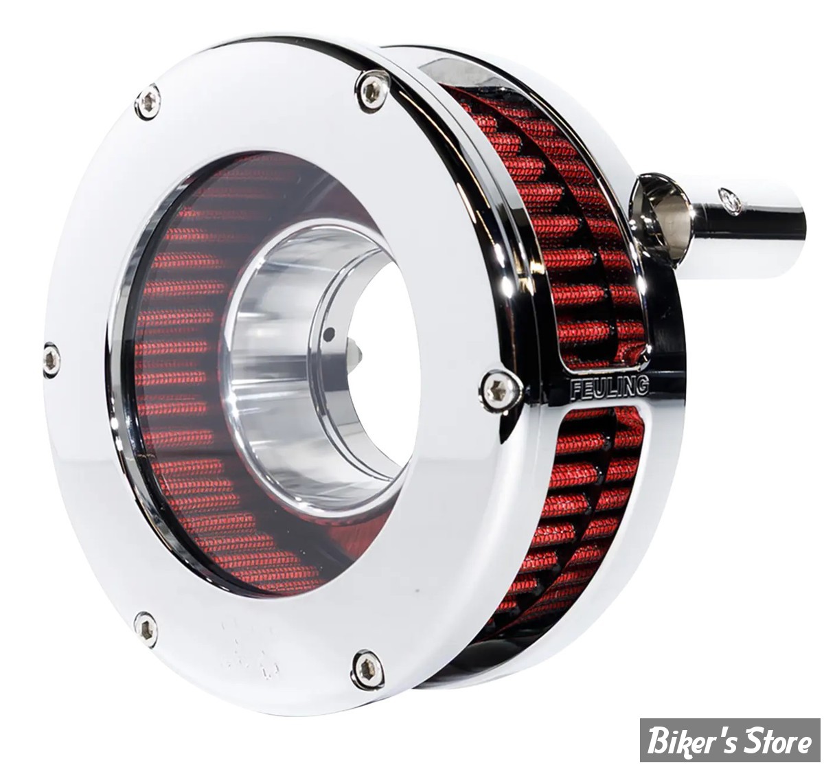 FILTRE A AIR FEULING - BIGTWIN 84/99 - SLIM BA AIR CLEANER KIT - CLEAR OUTER COVER - FILTRE ROUGE / CHROME - 5468-S