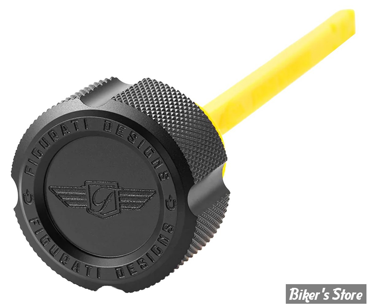 DOC A / PIÈCE N°103 - BOUCHON D'HUILE - OEM 62700136 - TOURING 2017UP - FIGURATI DESIGN - JAUGE DE RESERVOIR D'HUILE FIGURATI DESIGNS - FINITION : NOIR CRÊNELÉ - FDP01-M8KN-BLK