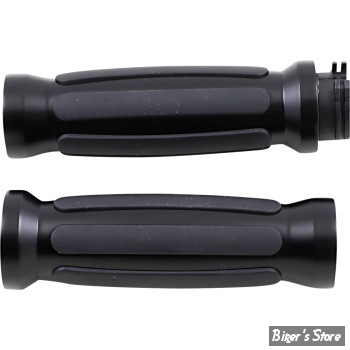 POIGNEES - DRAG SPECIALTIES - TIRAGE PAR CABLES - CUSTOM RUBBER INSERT GRIPS - RAIL GRIP - NOIR - 17-0541MBD