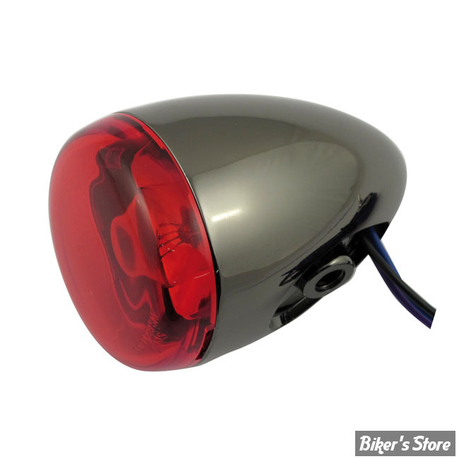 ECLATE K - PIECE N° 07 - CLIGNOTANT CHRIS PRODUCT - AMPOULE DOUBLE FILAMENT - CORPS : NOIR NICKLE / CABOCHON : ROUGE - 8887R-BN-932050