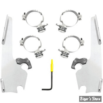 PARE BRISE DÉTACHABLE - MEMPHIS SHADES FATS / SLIM : KIT DE MONTAGE - SPORTSTER XL1200X 16/22 - FINITION : POLI - MEK2054