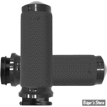 POIGNEES AVON - MEMORY GRIPS - TIRAGE ELECTRONIQUE TBW - DIAMETRE : 1.625" / LARGE - ROUND - FINITION : NOIR ANODISE - 956138 / MF-63B-ANO-FLY