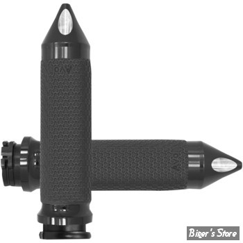 POIGNEES AVON - MEMORY GRIPS - DIAMETRE : 1.375" / 35mm / SMALL - SPIKE - FINITION : ANODISE NOIR - MF-63-ANO-SPK