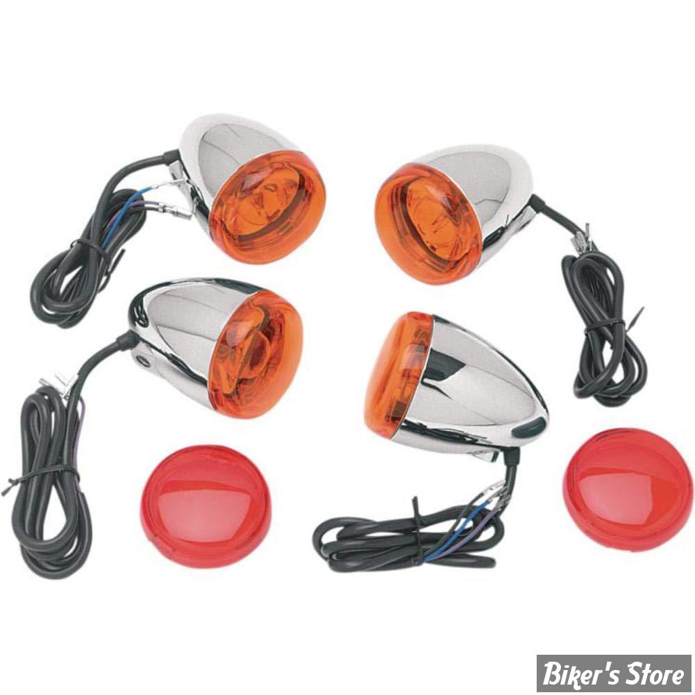 ECLATE K - PIECE N° 07 - CLIGNOTANTS AVANT / ARRIÈRE - CHRIS PRODUCT - AMPOULE DOUBLE FILAMENT - CORPS : CHROME / CABOCHON : ORANGE & ROUGE - 8503-932053