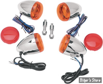 ECLATE K - PIECE N° 07 - CLIGNOTANTS AVANT / ARRIÈRE - CHRIS PRODUCT - AMPOULE DOUBLE FILAMENT - CORPS : CHROME / CABOCHON : ORANGE & ROUGE - 8504-932052