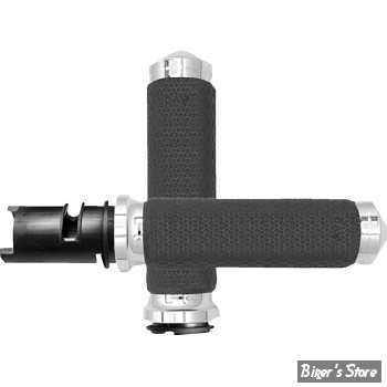POIGNEES AVON - Memory Foam Grips - TIRAGE ELECTRONIQUE 23UP - DIAMETRE EXTERNE : 34,90MM / 1,375" / SMALL - NOIR / CHROME - MF-63-CH-F24
