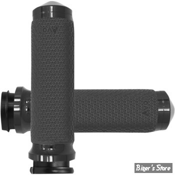 POIGNEES AVON - MEMORY GRIPS - TIRAGE ELECTRONIQUE TBW - DIAMETRE : 1.375" / SMALL - ROUND - FINITION : NOIR ANODISE - 956130 / MF-63-ANO-FLY