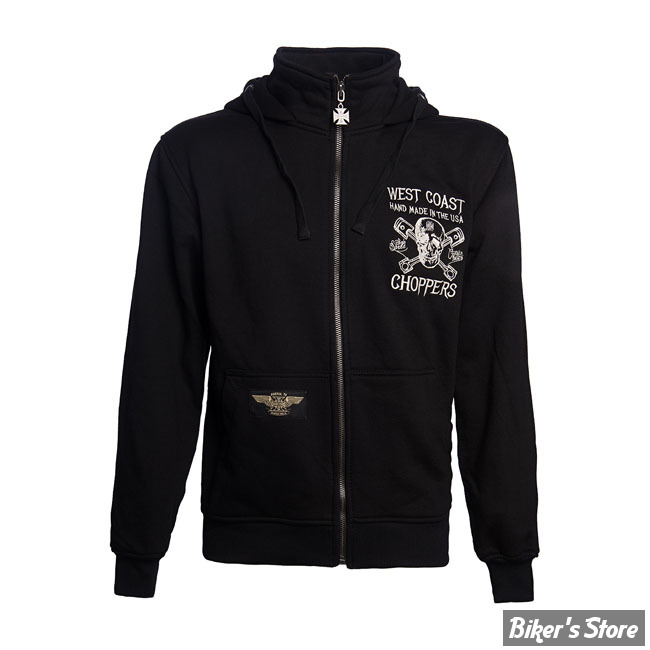 SWEAT SHIRT ZIPPÉ A CAPUCHE - WEST COAST CHOPPERS - WCC - HIGH SPEED BLACK - COULEUR : NOIR - TAILLE : M