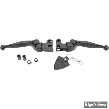 ECLATE L - PIECE N° 06 / 08 - KIT LEVIERS SPORTSTER 14/22 - OEM 41700008 / 41700004 / 36700011 / 36700012 - PSR - REGLABLES - JOURNEY - PAIRE - NOIR