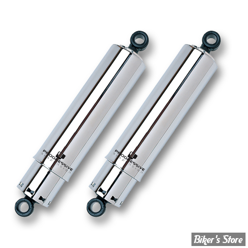 AMORTISSEURS - 12" / 30.48CM - PROGRESSIVE SUSPENSION - SERIE 412 - STANDARD - DYNA - CHROME - AVEC CACHES-412-4042C-974018