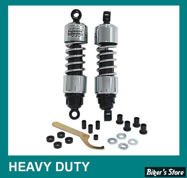 AMORTISSEURS - 12.5" / 31.75CM - PROGRESSIVE SUSPENSION - SERIE 412 - HEAVY DUTY - DYNA - CHROME - 974321
