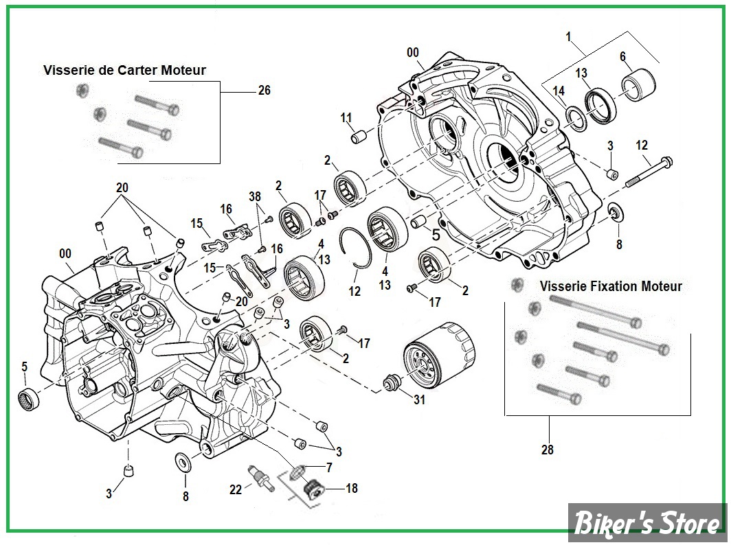  ECLATE J - PIECE N° 00 - ECLATE PIECES CARTER MOTEUR - MILWAUKEE EIGHT 17UP
