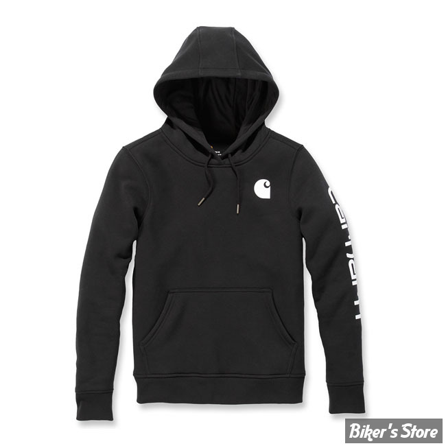 SWEAT SHIRT A CAPUCHE - CARHARTT - LOGO SLEEVE- NOIR - TAILLE S