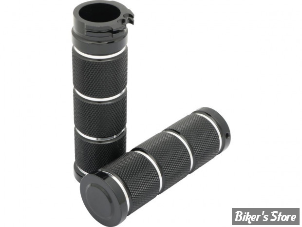 POIGNÉES - CUSTOM CHROME - TIRAGE PAR CÂBLES HD 82UP / 1" - STROKER - NOIR