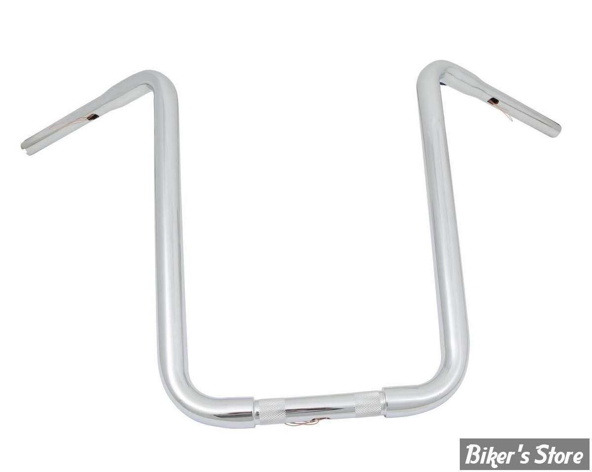 GUIDON 32MM SUR RISERS 25.40MM / GUIDON APEHANGER - HAUTEUR : 49.00CM / 19" - SANTEE - HAUTEUR : 19" - PERCE - FINITION : CHROME