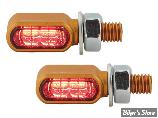 -FEU DE POSITION / FEU STOP / CLIGNO - HIGHSIDER - LITTLE BRONX - HIGHSIDER pro Little Bronx LED 3-in-1 - 3 FONCTIONS - CORPS GOLD / CABOCHON FUME